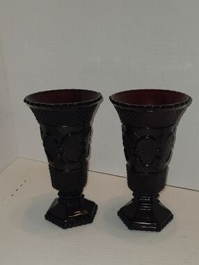 Cape Cod Ruby Red Glass Flower Vase Avon Vintage